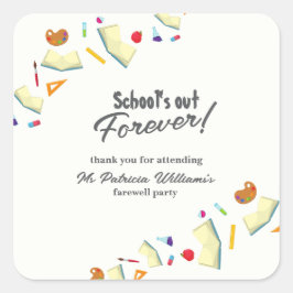 Chalkboard School Farewell Retired Teacher Party  Fyrkantigt Klistermärke