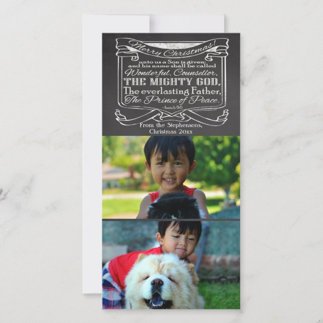 Chalkboard Scripture Christian jul 2 Pic Julkort (Framsida)