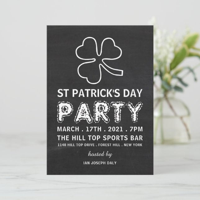 Chalkboard Shamrock, Party Inbjudningar (Stående Fram)