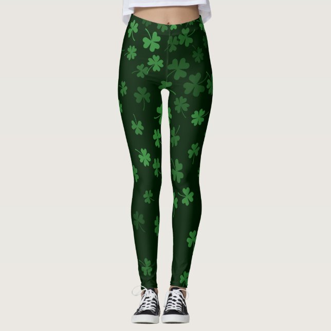 Chalkboard Shamrock St. Patrick Day Leggings (Framsida)