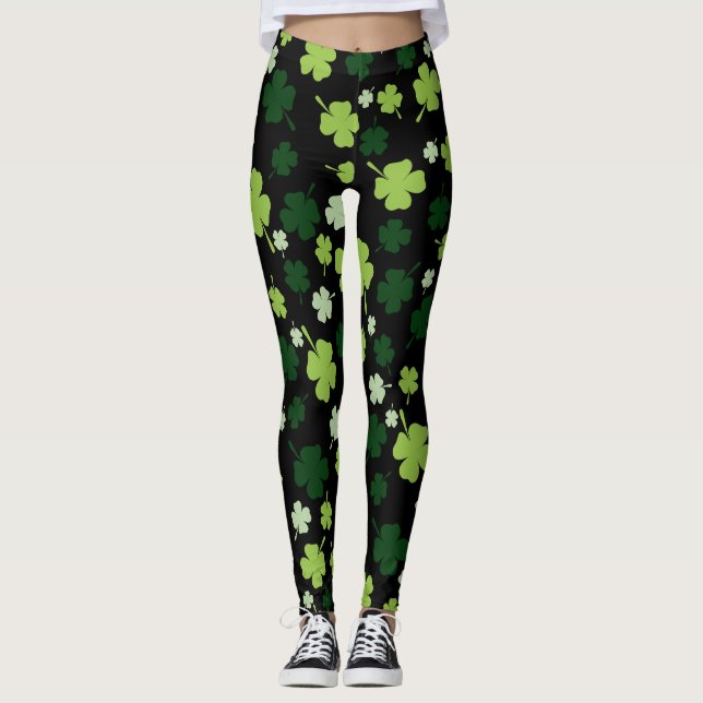 Chalkboard Shamrock St. Patrick Day Leggings (Framsida)