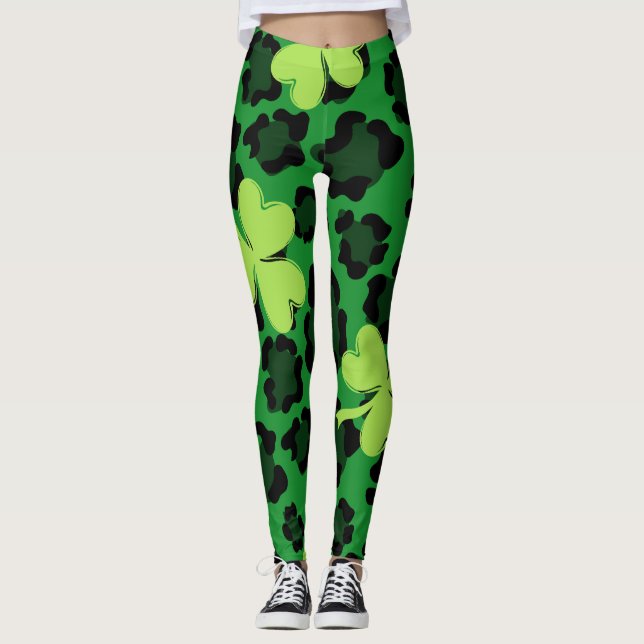 Chalkboard Shamrock St. Patrick Day Leggings (Framsida)