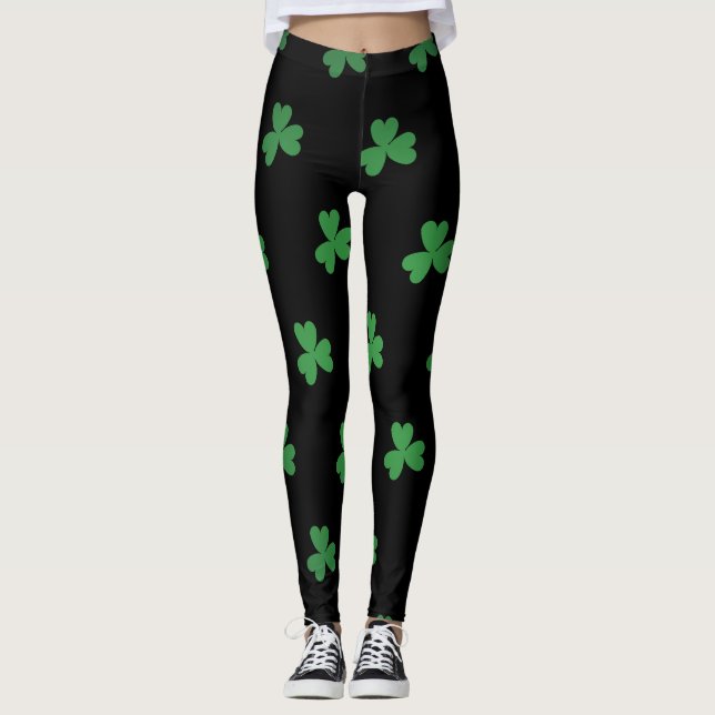 Chalkboard Shamrock St. Patrick Day Leggings (Framsida)