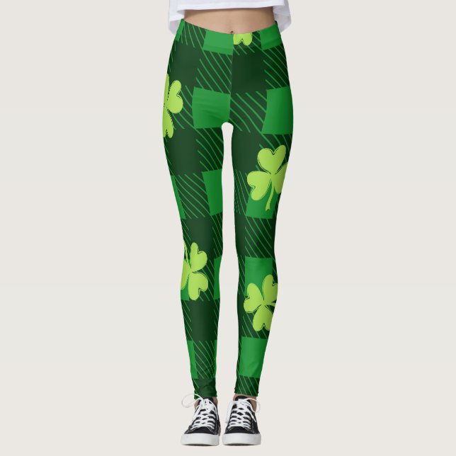 Chalkboard Shamrock St. Patrick Day Leggings (Framsida)