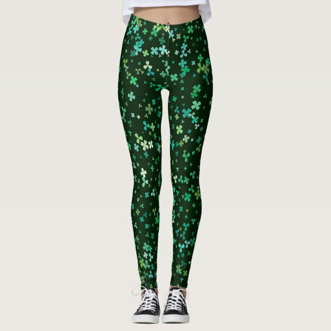 Chalkboard Shamrock St. Patrick Day Leggings (Framsida)