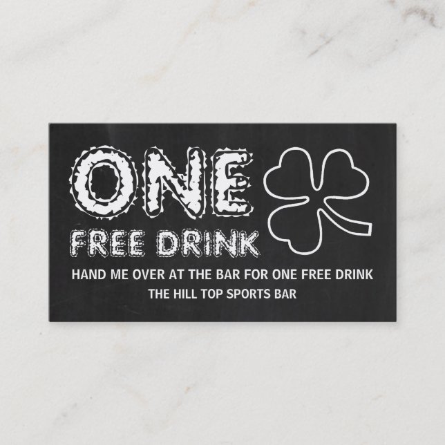Chalkboard Shamrock St patrick's day Drinks Biljet Visitkort (Framsida)