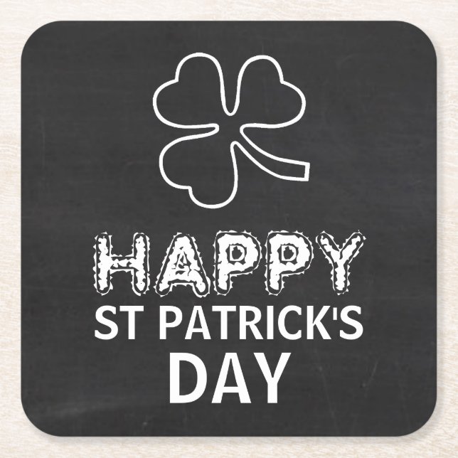 Chalkboard Shamrock, St patrick's day Underlägg Papper Kvadrat (Framsidan)