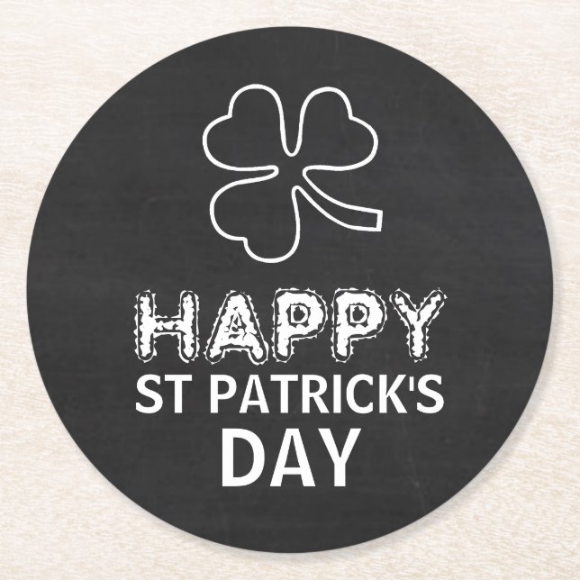 Chalkboard Shamrock, St patrick's day Underlägg Papper Rund (Framsidan)
