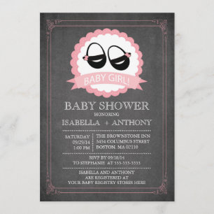 Chalkboard Shoes Girls Baby Shower-inbjudningar Inbjudningar