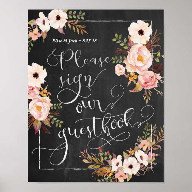 Chalkboard, signera vår gästbok Poster (Framsidan)