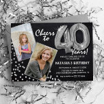 Chalkboard Silver Balloons 2 Foto 40:e födelsedage Inbjudningar<br><div class="desc">Fira milstolpen att gå in i 40-talet med dessa unika "Chalkboard Silver Balloons 40:e födelsedagsinbjudningar". Dessa inbjudan är utrustade med en rustik kalkbrädesbakgrund och skakande faux glitter-fleckar, utan vintage och modern elegans. Ladda upp ett foto av födelsedagsklassen och anpassa mallen för enkel använda så att du får ett personligt tips....</div>