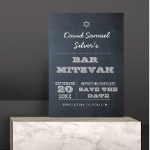 Chalkboard Silver Pub Mitzvah Spara datumkortet