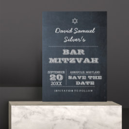 Chalkboard Silver Pub Mitzvah Spara datumkortet Inbjudningar