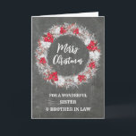 Chalkboard Sister & Brother i Law God jul Kort<br><div class="desc">God jul för syster och bror i ett juridiskt kort med rustik land chalkboard mönster och snökrans med poinsettias.</div>