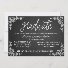 Chalkboard-skript | Blommigt | Open House Studente Inbjudningar