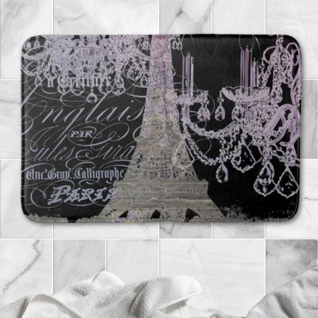 chalkboard-skript chandelier paris eiffel torn badrumsmatta (chalkboard scripts chandelier paris eiffel tower bath mat)