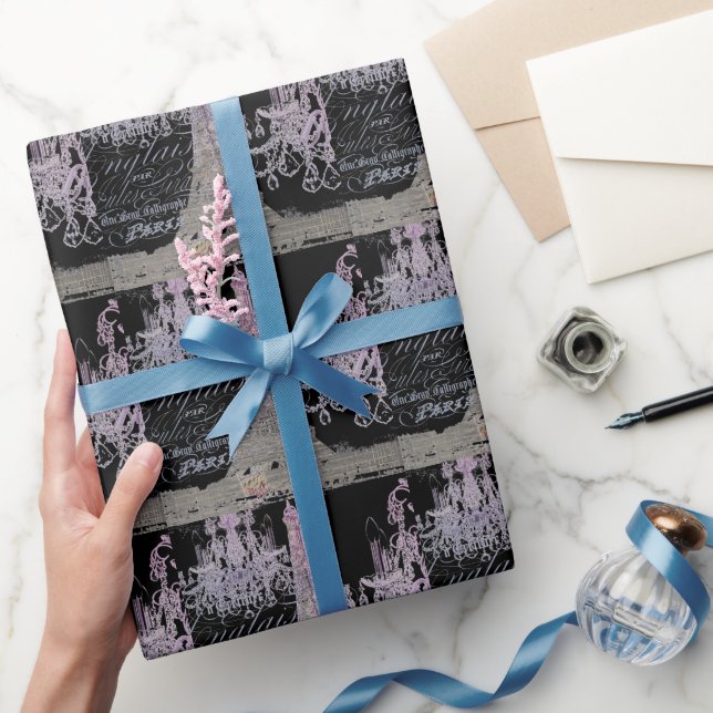 chalkboard-skript chandelier paris eiffel torn presentpapper (Gåvor)