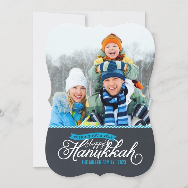 Chalkboard-skript Hanukkah-fotokort Julkort (Framsida)