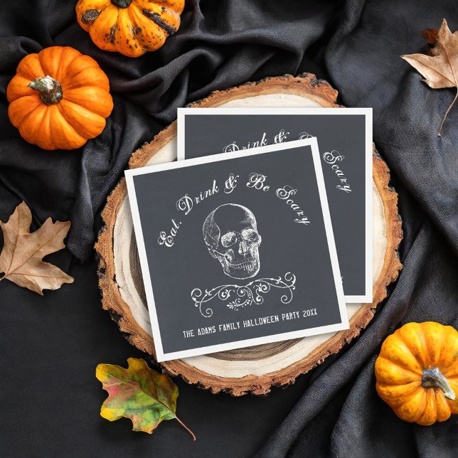 Chalkboard Skull Personlig Halloween fest Pappersservett (Skapare uppladdad)
