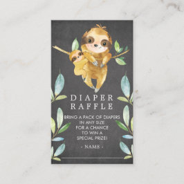 Chalkboard Sloth Baby Shower Diaper Raffle Biljett Tilläggskort