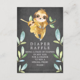 Chalkboard Sloth Baby Shower Diaper Raffle Biljett Tilläggskort