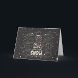Chalkboard Snögubbe jul Helgkort<br><div class="desc">Chalkboard snögubbe med snö och ord,  "Låt det snöa". Bild från vektött.</div>