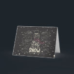 Chalkboard Snögubbe jul Helgkort<br><div class="desc">Chalkboard snögubbe med snö och ord,  "Låt det snöa". Bild från vektött.</div>