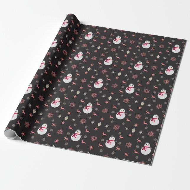 Chalkboard Snögubbe Navidad Presentpapper (Utrullad)