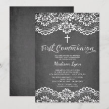 Chalkboard Snöre First Heliga Communion-inbjudan