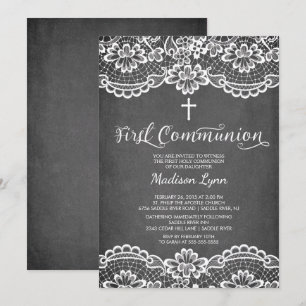 Chalkboard Snöre First Heliga Communion-inbjudan Inbjudningar