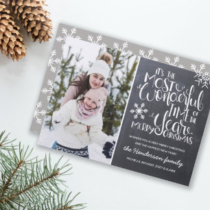 Chalkboard Snowflake God jul Photo Julkort