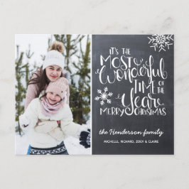Chalkboard Snowflake God jul Photo Vykort
