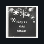 Chalkboard Snowflake Napkins Pappersservett<br><div class="desc">De här helgdag har min digitala design av vit snöflingor-krita och ett meddelande "Baby IT's Kall Outside" på svart bakgrund Dessa är enkla att anpassa med ditt namn eller meddelande. Koordinera med mina andra snöflingor i schalkboard, inklusive frimärke, läppbalm och inbjudningar. Om du tycker om det du ser, men inte...</div>