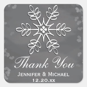 Chalkboard Snowflake Tack Label Fyrkantigt Klistermärke
