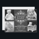 Chalkboard Snowflake Winter Många-fotokort Julkort<br><div class="desc">© 2013 Socialite Design. Meddela födseln eller nyfödd bebis med den här eleganten kalligrafi/skriptbanderoll och fyra (4) fotokritvykort. Byt ut mallfoton mot dina egna. Det här 4-fotokortet för födelseanmälan gör en vacker keepy för din familj och dina vänner. Om du behöver hjälp med att anpassa dig ska du inte tveka...</div>