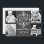 Chalkboard Snowflake Winter Många-fotokort Julkort<br><div class="desc">© 2013 Socialite Design. Meddela födseln eller nyfödd bebis med den här eleganten kalligrafi/skriptbanderoll och fyra (4) fotokritvykort. Byt ut mallfoton mot dina egna. Det här 4-fotokortet för födelseanmälan gör en vacker keepy för din familj och dina vänner. Om du behöver hjälp med att anpassa dig ska du inte tveka...</div>