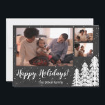 Chalkboard Snowy Gräs Träd Helgdag Julkort<br><div class="desc">Låt det snöa med den här riken, insamling av helgdag med jewelton. Anpassadets foton är fokus i designen, accentuerade med vit jul gräs träd i hörnen. Snö hamnar i bakgrunden för att lägga till struktur. Ett anpassade hälsning i ett lantbruksmanus tillför en vismisk känsla till designen. Finns i marinblått, krimson,...</div>