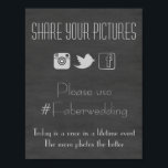 Chalkboard Social Media Bröllop Photo Hashtag-teck Poster<br><div class="desc">Ram och visning vid bröllop så att alla kan  foton från firande. Inte bara instagram utan även facebook och twitter.</div>