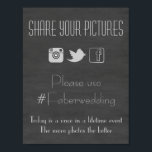 Chalkboard Social Media Bröllop Photo Hashtag-teck Poster<br><div class="desc">Ram och visning vid bröllop så att alla kan  foton från firande. Inte bara instagram utan även facebook och twitter.</div>