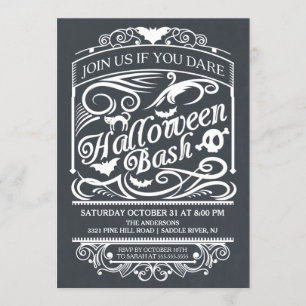 Chalkboard Spooky Gothic Halloween-inbjudan Inbjudningar