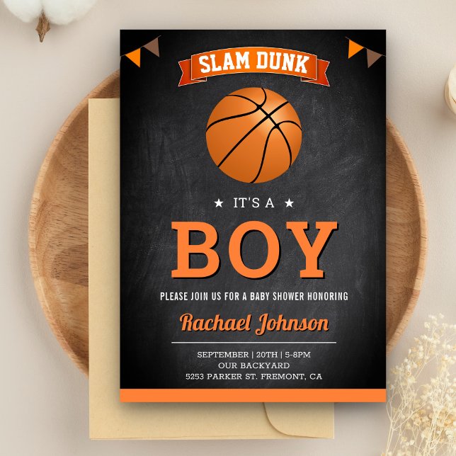 Chalkboard Sports Boy Basketball Baby Shower Inbjudningar (Skapare uppladdad)