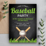 Chalkboard Sports Kids Baseball Födelsedagsfest Inbjudningar<br><div class="desc">Inbjudan dina gäster med det här coolan basebolltemat födelsedagsfest inbjudan, som har korsat fladdermus och en baseboll med modern typografi mot en bakgrund av en schalkboard. Lägg bara till din händelseinformation i den här mallen som är enkel att använda för att göra den till en inbjudan av typen en. Vänd...</div>