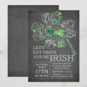Chalkboard St. Patrick's Day Bash Middag Party Inbjudningar