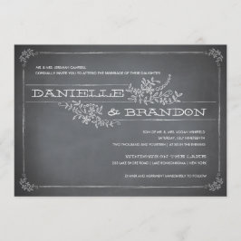 Chalkboard Stencil White Wedding bjudande Inbjudningar
