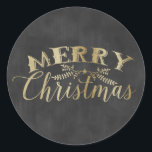 Chalkboard Sticker Guld God jul Runt Klistermärke<br><div class="desc">Chalkboard Sticker med Guld God jul</div>