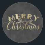 Chalkboard Sticker Guld God jul Runt Klistermärke<br><div class="desc">Chalkboard Sticker med Guld God jul</div>
