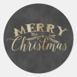 Chalkboard Sticker Guld God jul Runt Klistermärke