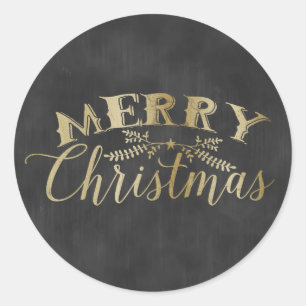 Chalkboard Sticker Guld God jul Runt Klistermärke