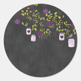 Chalkboard Sticker med Lila Mason Burk Runt Klistermärke