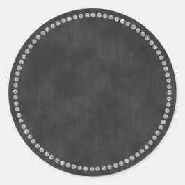 Chalkboard Sticker med Silver Ring Trim Monogram Runt Klistermärke